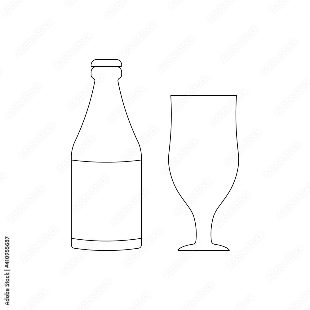 Bottle and glass of belgian beer icon symbol