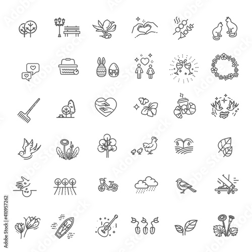 Spring Nature Vector Thin Line Icons