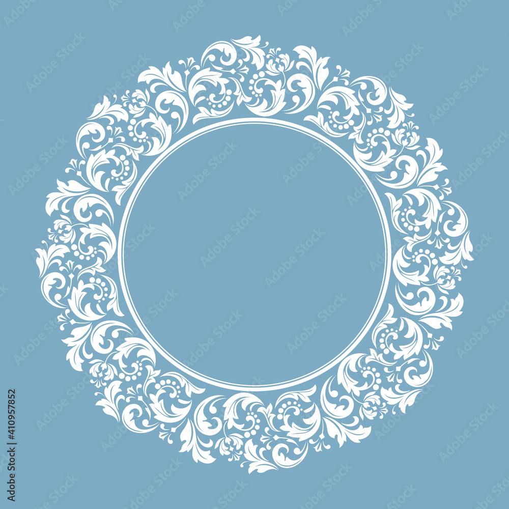 Decorative frame Elegant vector element for design in Eastern style, place for text. Floral blue border. Lace illustration for invitations and greeting cards Decorative frame Elegant vector element for design in Eastern style, place for text. Floral blue border. Lace illustration for invitations and greeting cards