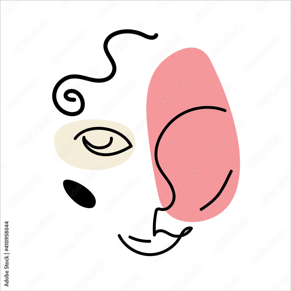Abstract line art face painting contemporary portrait Abstract line art face painting contemporary portrait