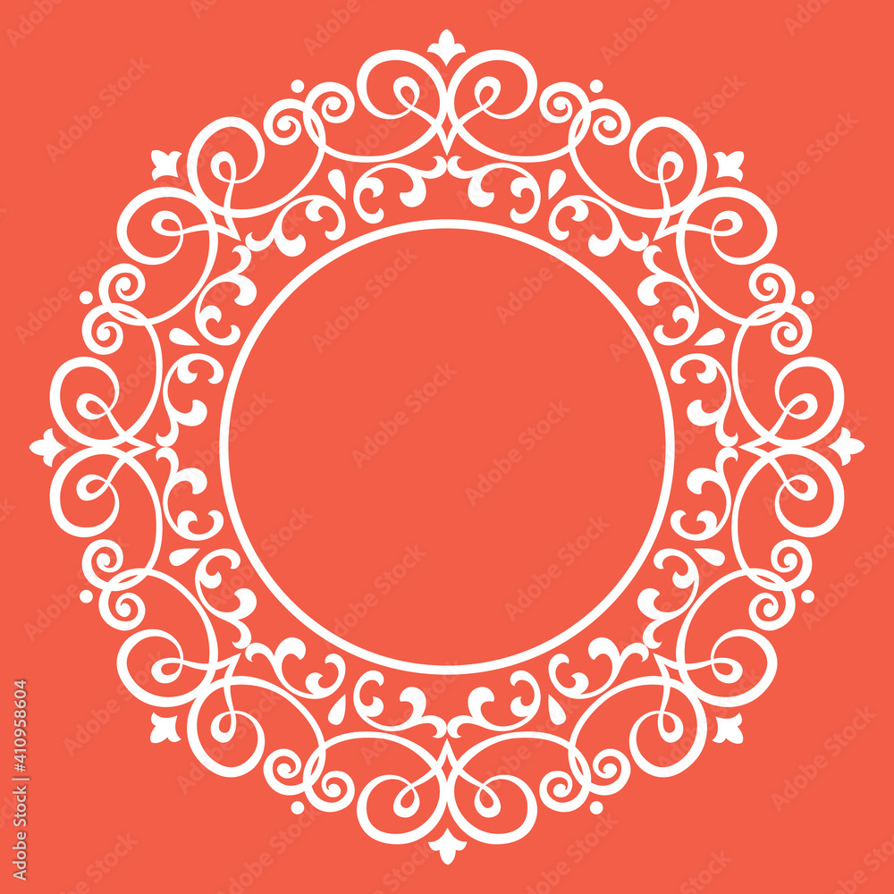 Decorative frame Elegant vector element for design in Eastern style, place for text. Floral pink border. Lace illustration for invitations and greeting cards