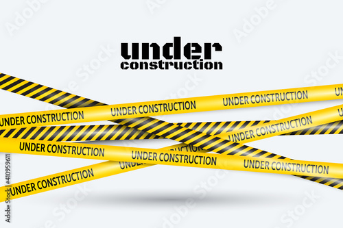 caution tape under construction vector illustration 
