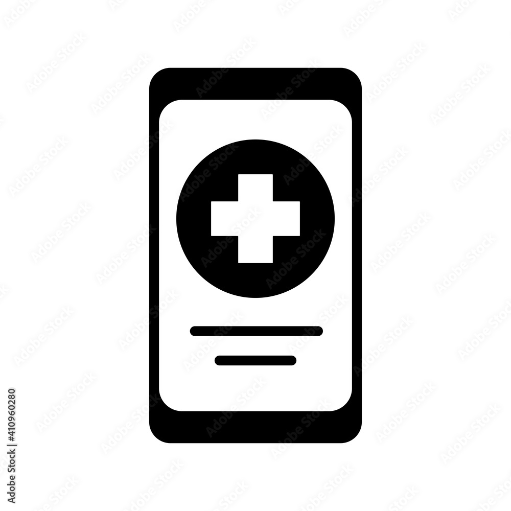 Smartphone with medical cross vector glyph icon Smartphone with medical cross vector glyph icon