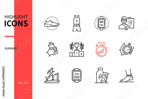 Running - modern line design style icons set