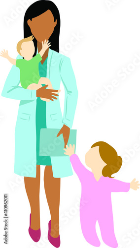 doctor vector image . A doctor with a child. children's doctor . Illustration. Medicine. doctor's appointment. health