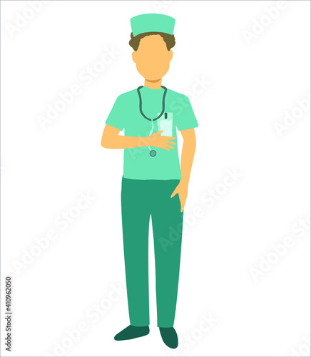 doctor vector image . Person profession doctor. Nurse, nurse. Health. The clinic. Helping people