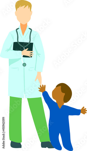 doctor vector image . A doctor with a child. children's doctor . Illustration. Medicine. doctor's appointment. health