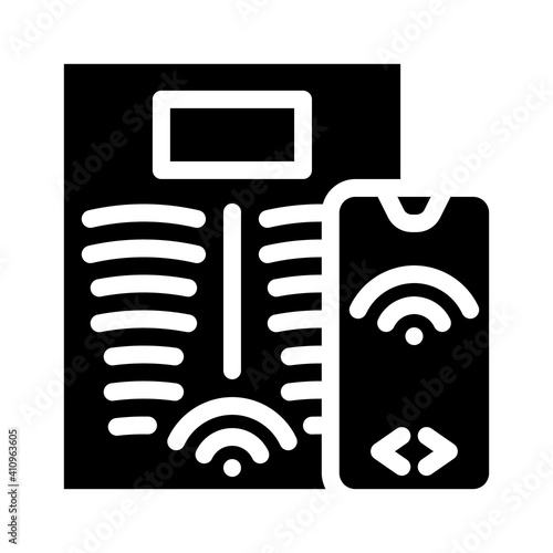 smart scales phone app glyph icon vector illustration