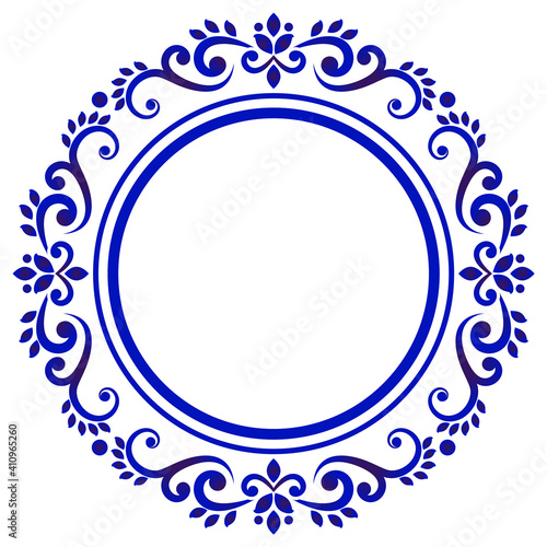 blue and white decorative round