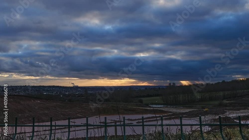 Moody Winter Timelapse with Distant Power Station 