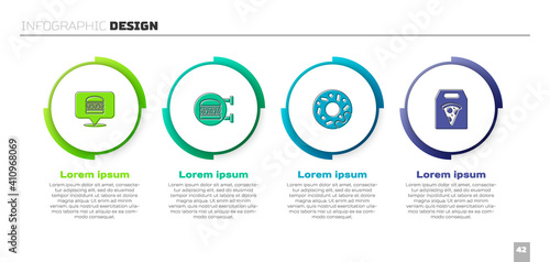 Set Online ordering burger delivery, , Donut and pizza. Business infographic template. Vector.
