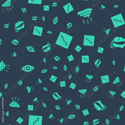 Set Scar with suture, Shit, Reddish eye and Toothache on seamless pattern. Vector.