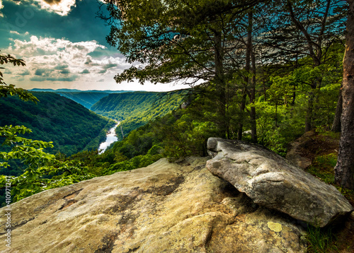 Dramatic spring landscapes in New River Gorge National Park in West Virginia,USA. it is the newest national park in the US. photo