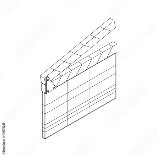 Movie clapper board. Film cinema concept. Wireframe low poly mesh vector illustration