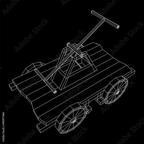 Handcar transportation. Draisine or rail vehicle. Wireframe low poly mesh vector illustration. photo