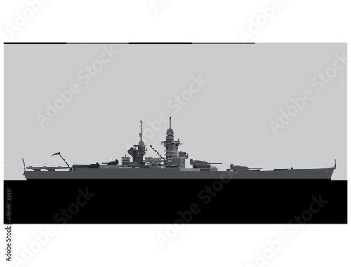 RICHELIEU 1940. French Navy battleship. Vector image for illustrations and infographics.