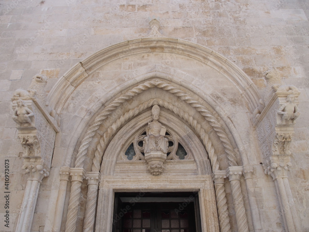 Entrance portal of the Cathedral Sveti Marco in Korcula, Croatia 