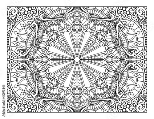 coloring full page mandala design. adult coloring page photo