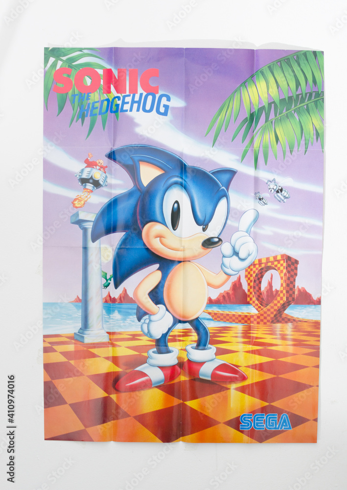 london uk 05.05.2020 Vintage Original Sonic The Hedgehog Poster
