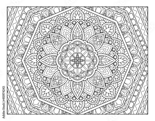 coloring full page mandala design. adult coloring page
