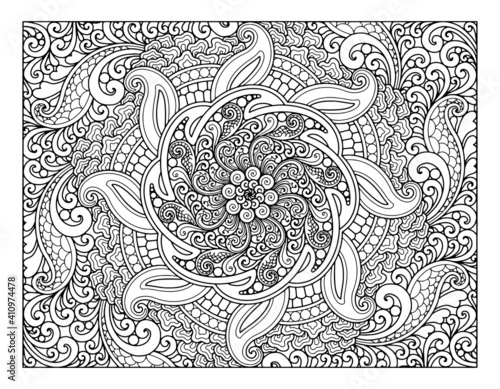 coloring full page mandala design. adult coloring page