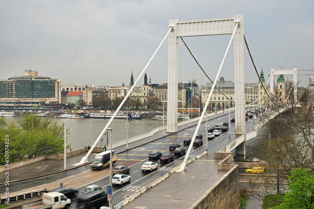 Elisabeth bridge over Danube river in Budapest. Hungary