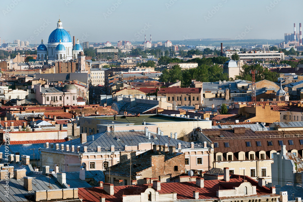 Aerial view of downtown of St. Petersburg city in Russia