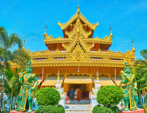 The frontage of the covered corridor in Kyauktawgyi Pagoda, Mand photo