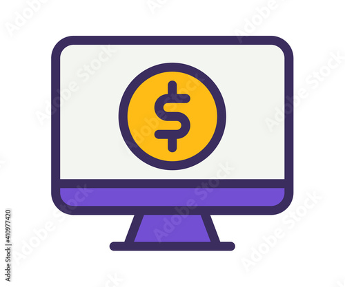 computer monetize screen single isolated icon with filled line style