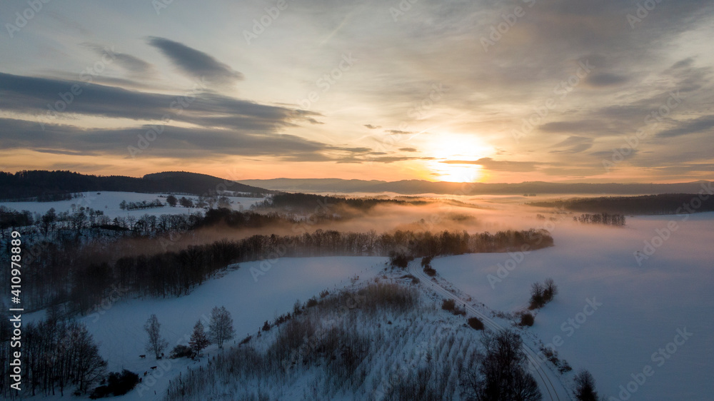 Winter landscape in Ore Mountains, Czechia Winter landscape in Ore Mountains, Czechia