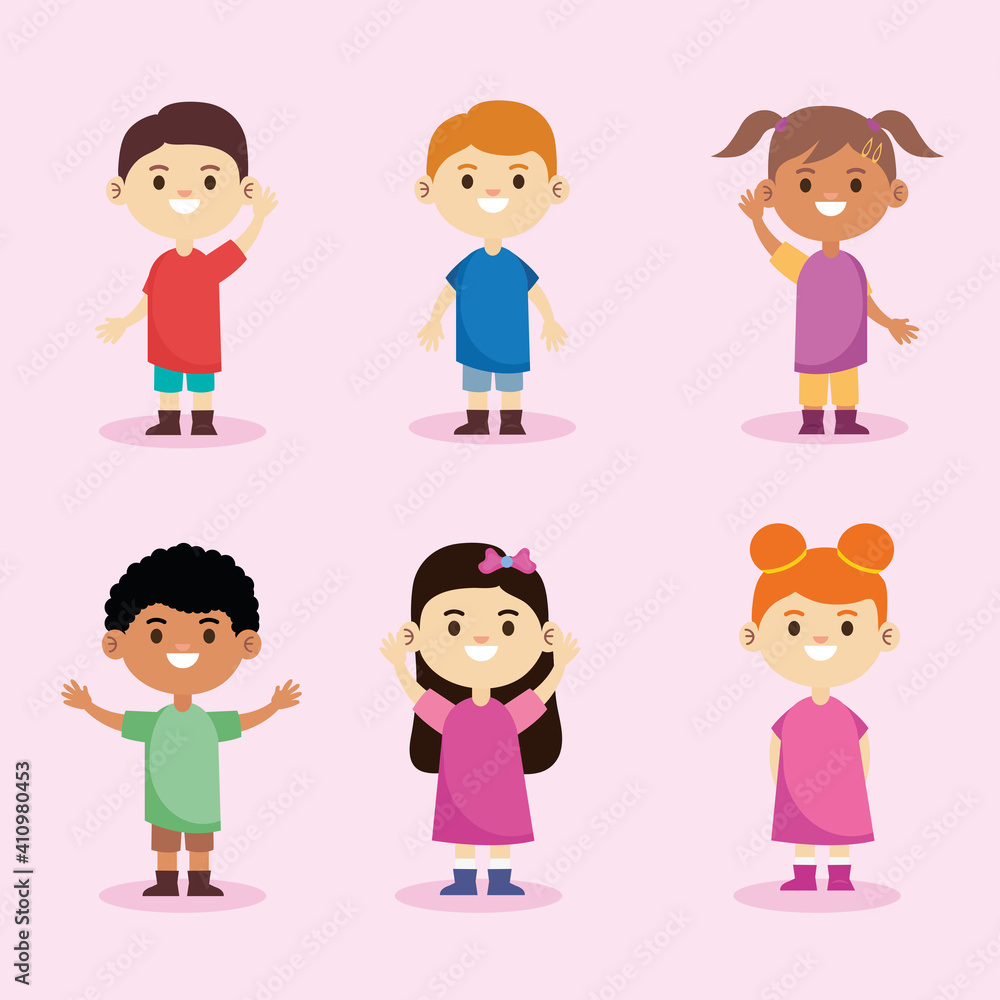 group of six interracial little children vector illustration design group of six interracial little children vector illustration design