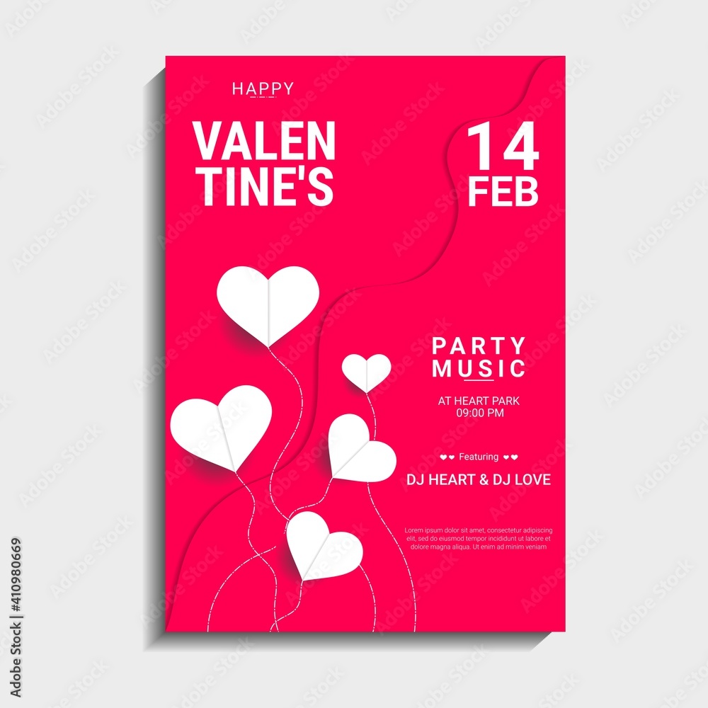 Happy Valentine's Day Party. Beautiful Background with heart shape. It is suitable for banners, posters, flyers, invitations, etc. Vector illustration Happy Valentine's Day Party. Beautiful Background with heart shape. It is suitable for banners, posters, flyers, invitations, etc. Vector illustration