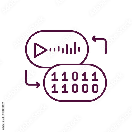 Natural language processing RGB color icon. Data encryption. Digital transformation. Smart technology. Information in audio file. Artificial intelligence. Isolated vector illustration