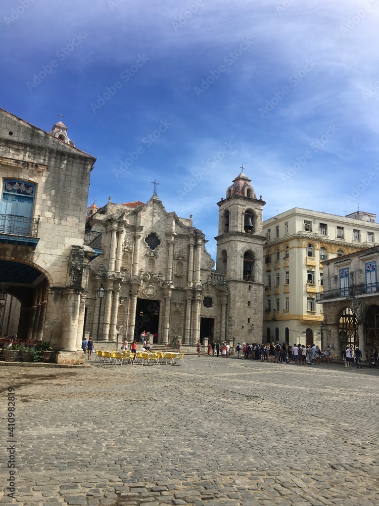 Old catholic church and plaza