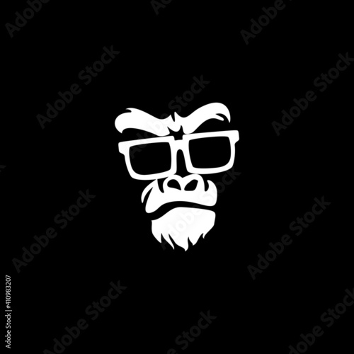geek gorilla head vector logo illustration