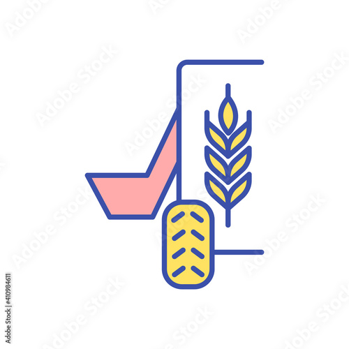 Machinery for livestock feeding RGB color icon. Farm machine. Agriculture technology. Automatic machinery to deliver hay for cattle. Farming equipment. Isolated vector illustration