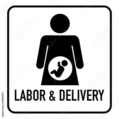 Symbols of a labor and delivery clinical and medical service, universal symbols in health care. 