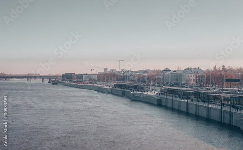Cityscape of Warsaw - Boulevards near the Old Town alongside the fast road