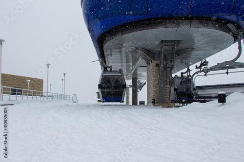 Winter holiday theme. Tufandag Ski Resort in snowy day, Gabala - Azerbaijan. Winter holiday theme