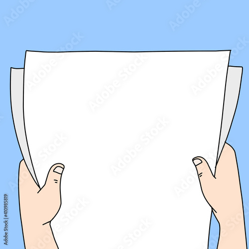 Illustration of hands holding blank pages
