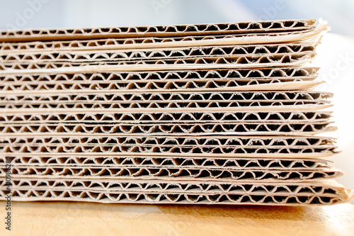 Canvas Print Bundle of brown paperboard packaging stack, ready for shipping