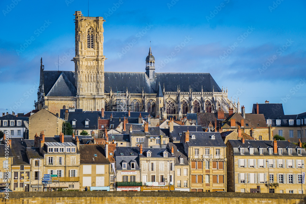 custom made wallpaper toronto digitalView on the gothic St Cyr Ste Juliette cathedral and the city of Nevers from the Loire River bridge