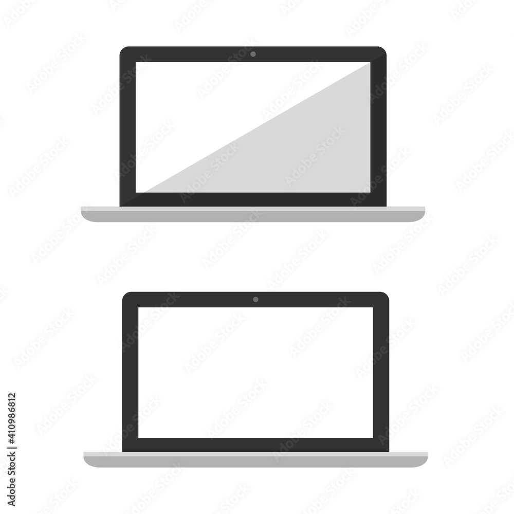two laptops, laptop with transparent screen and one with white, vector image two laptops, laptop with transparent screen and one with white, vector image