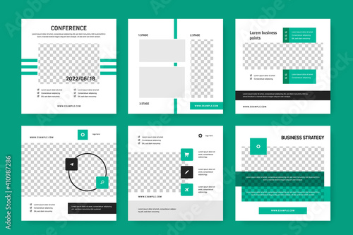 modern editable social media layouts with turquoise graphic elements, business square layouts for successful company