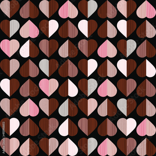 Hearts seamless vector pattern. Colorful background of multicolored scribbled chaotic hearts. Hand drawn illustration. EPS10.