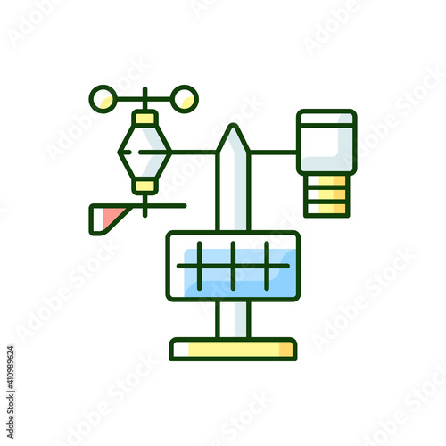 Weather stations RGB color icon. Agriculture meteo analysis. Optimal farming conditions. Weather data. Environmental monitoring. Isolated vector illustration