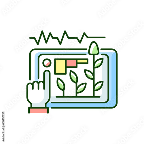 Yield prediction RGB color icon. Soil test information. Crop growth forecasting. Machine learning. Analysis system. Isolated vector illustration
