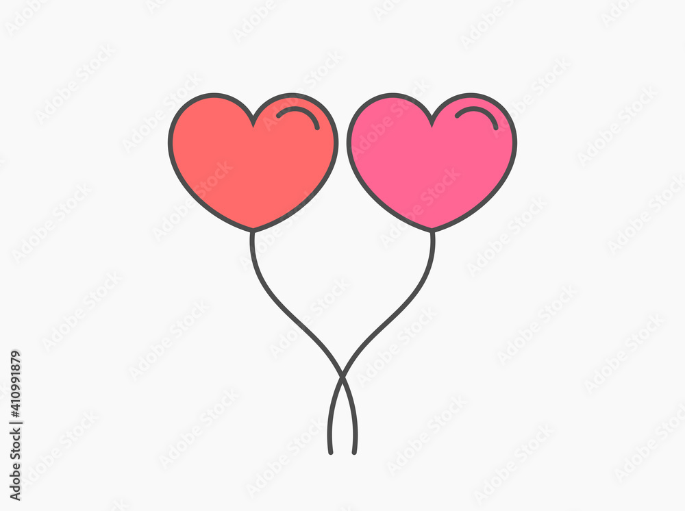Two hearts balloons. Love concept.