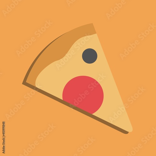 A slice of pizza. Vector illustration on a colored background.