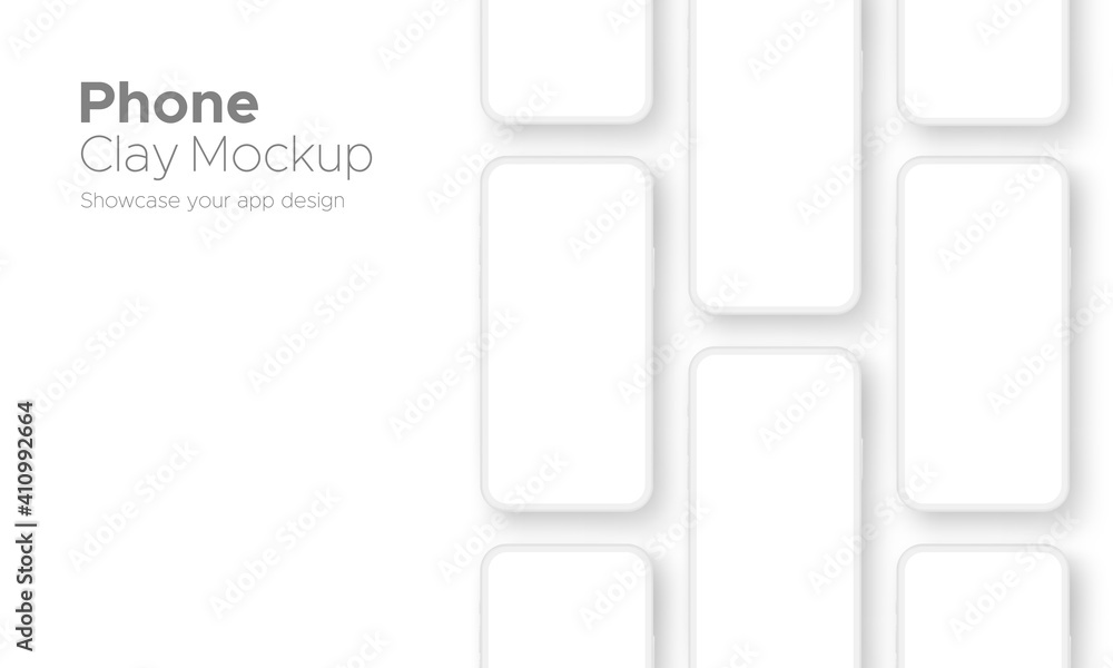 Clay Phones Screens Mockups for App Design, Isolated on White Background. Vector Illustration Clay Phones Screens Mockups for App Design, Isolated on White Background. Vector Illustration